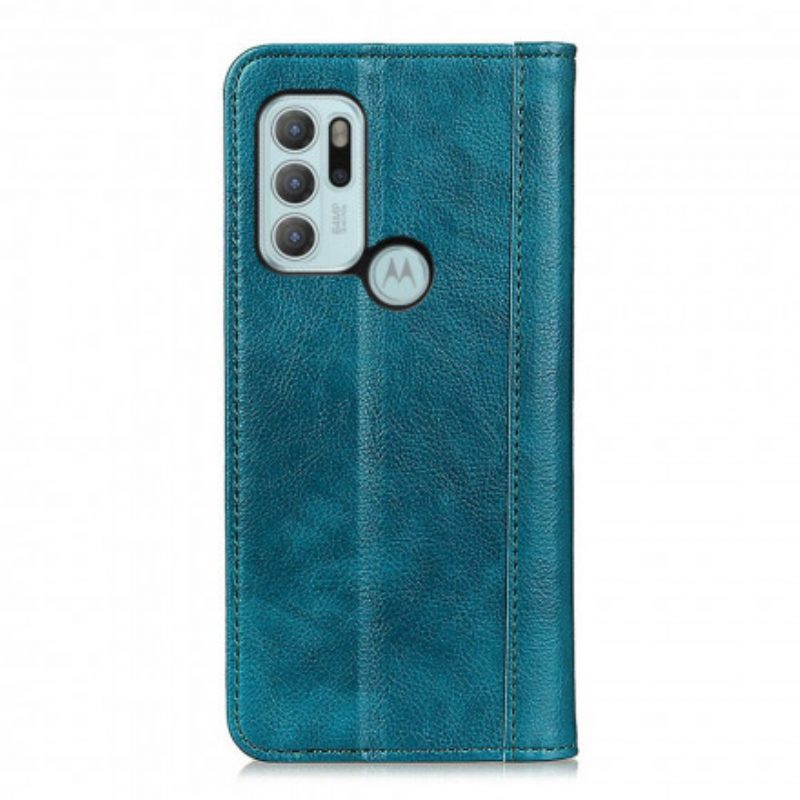 Folio Cover Moto G60S Custodia in pelle Versione In Crosta Di Litchi