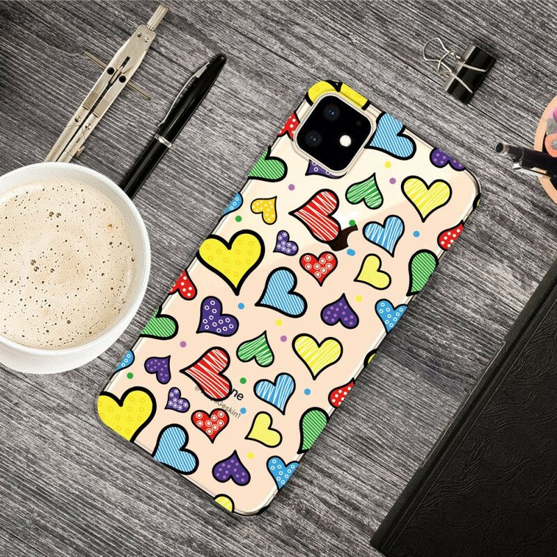 Cover iPhone 11 Cuori Multicolori