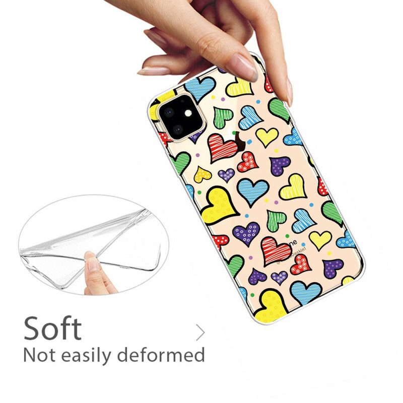 Cover iPhone 11 Cuori Multicolori