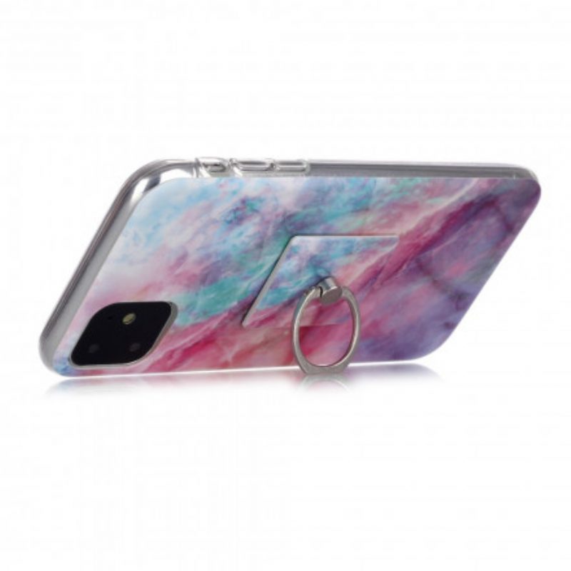 Cover iPhone 11 Design In Marmo Con Supporto Ad Anello