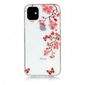 Cover iPhone 11 Ramo Trasparente Con Farfalle