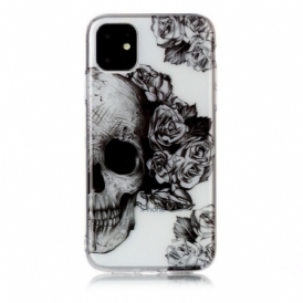 Cover iPhone 11 Teschio Floreale Trasparente