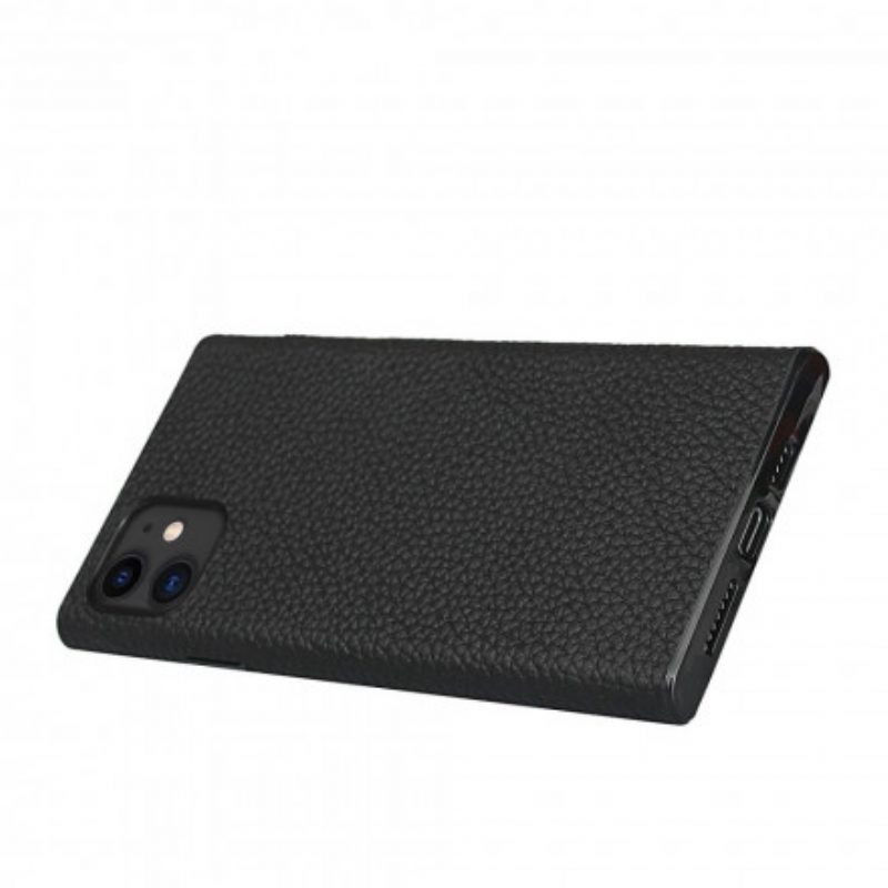 Cover iPhone 11 Vera Pelle Di Litchi Con Cinturino