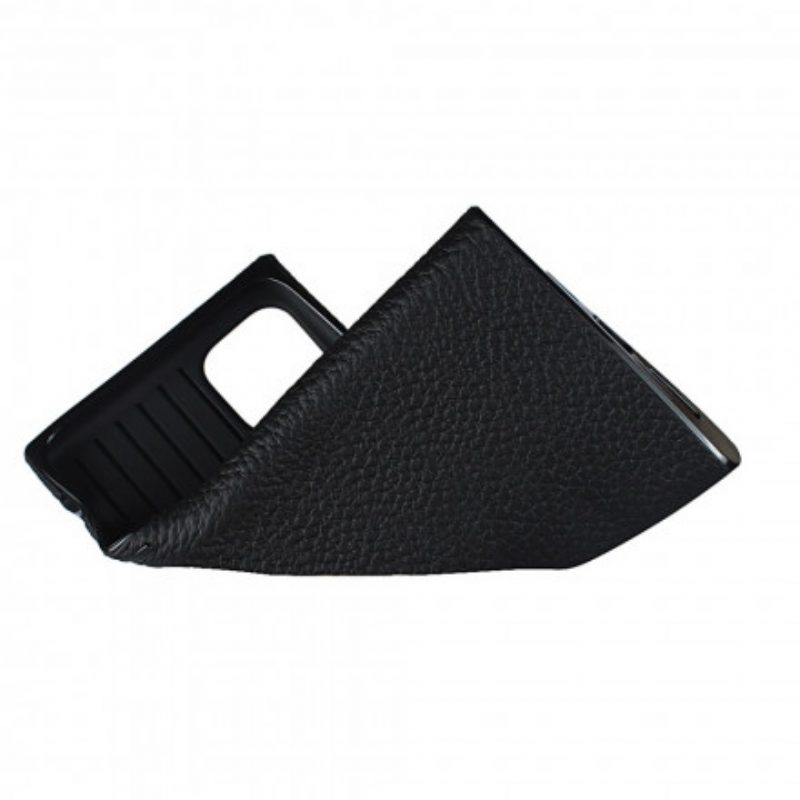 Cover iPhone 11 Vera Pelle Di Litchi Con Cinturino