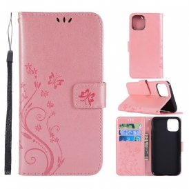 Custodia A Portafoglio iPhone 11 Farfalle E Fiori