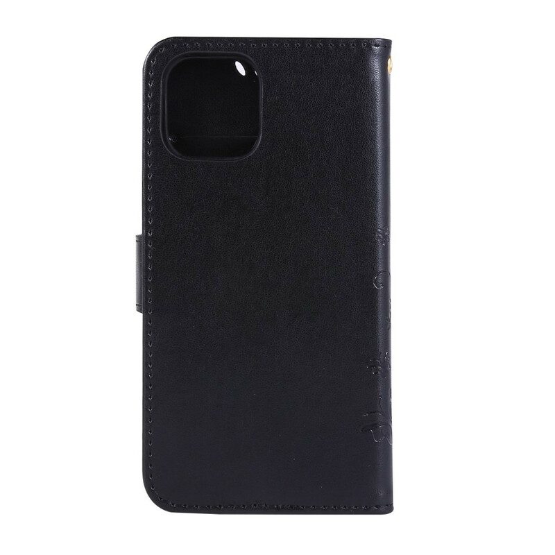 Custodia A Portafoglio iPhone 11 Farfalle E Fiori