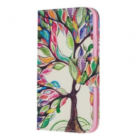 Custodia in pelle iPhone 11 Albero Colorato