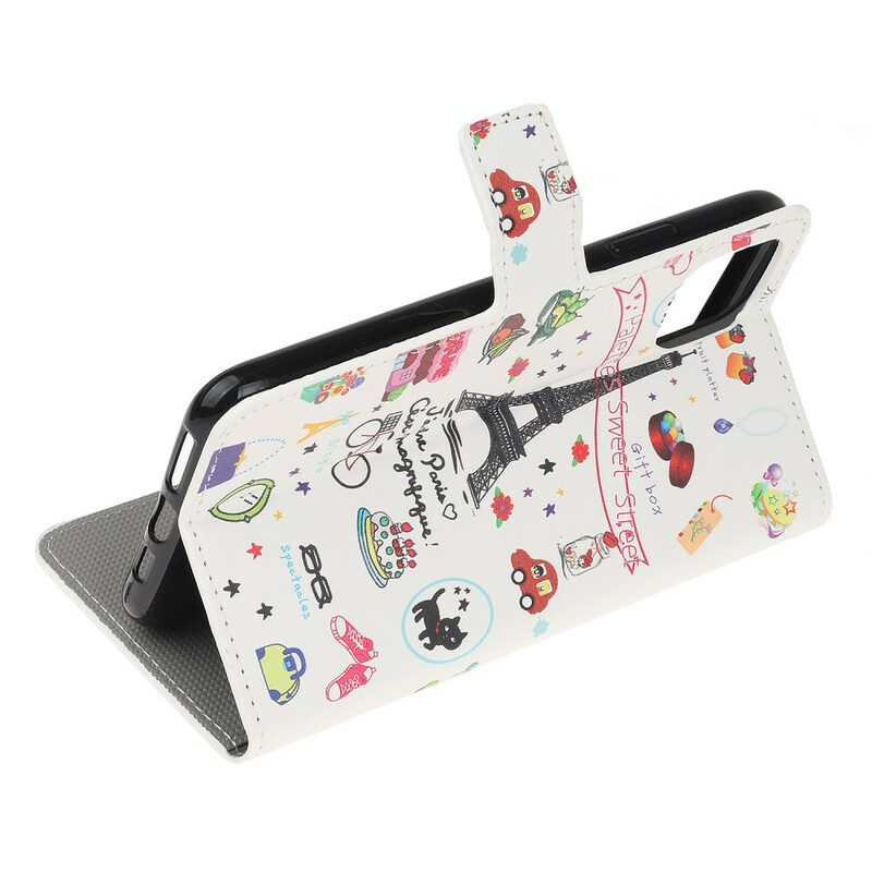 Custodia in pelle iPhone 11 Amo Parigi