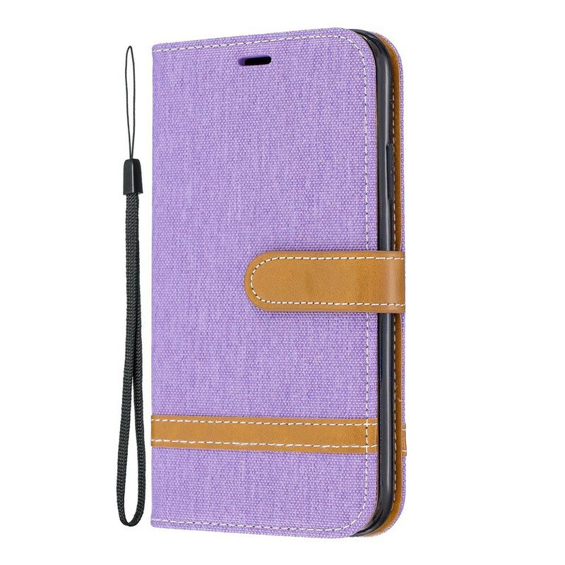 Custodia in pelle iPhone 11 Cinturino Effetto Tessuto E Pelle