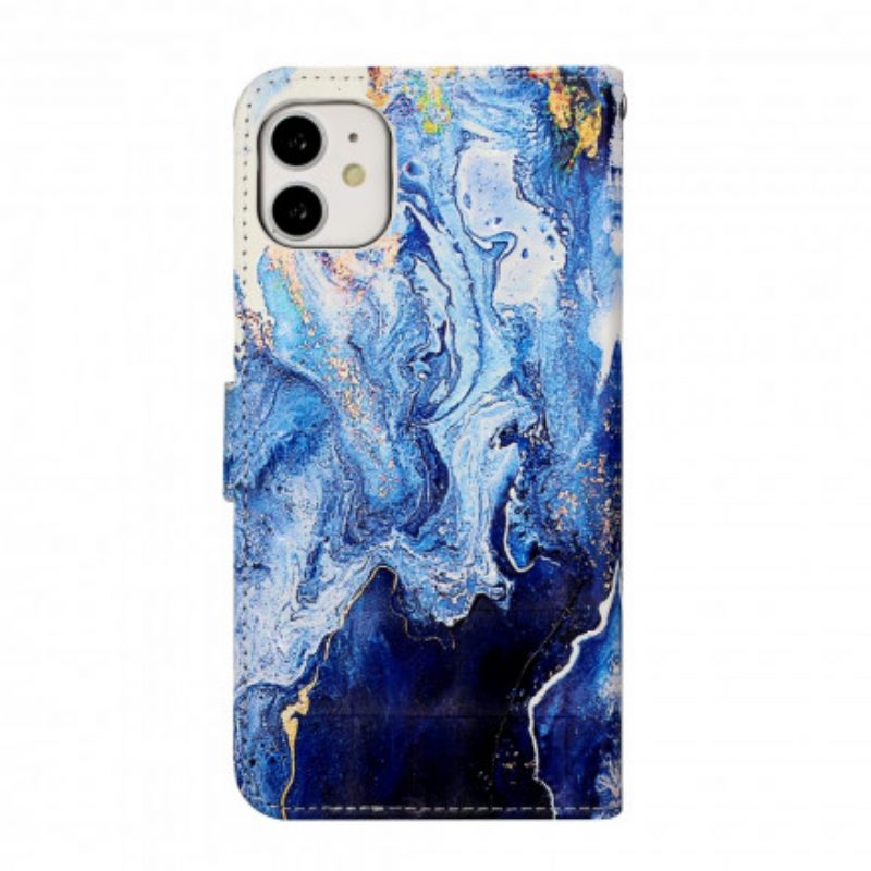 Custodia in pelle iPhone 11 Cinturino Regolabile In Marmo