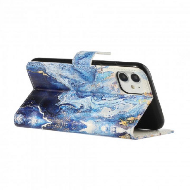 Custodia in pelle iPhone 11 Cinturino Regolabile In Marmo