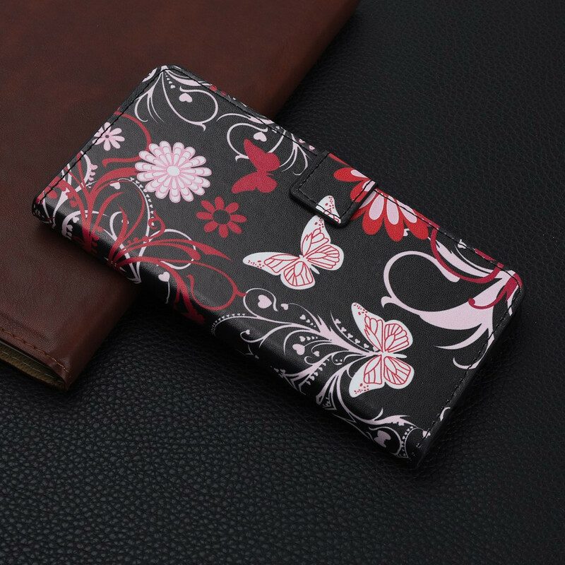 Custodia in pelle iPhone 11 Farfalle Pazze