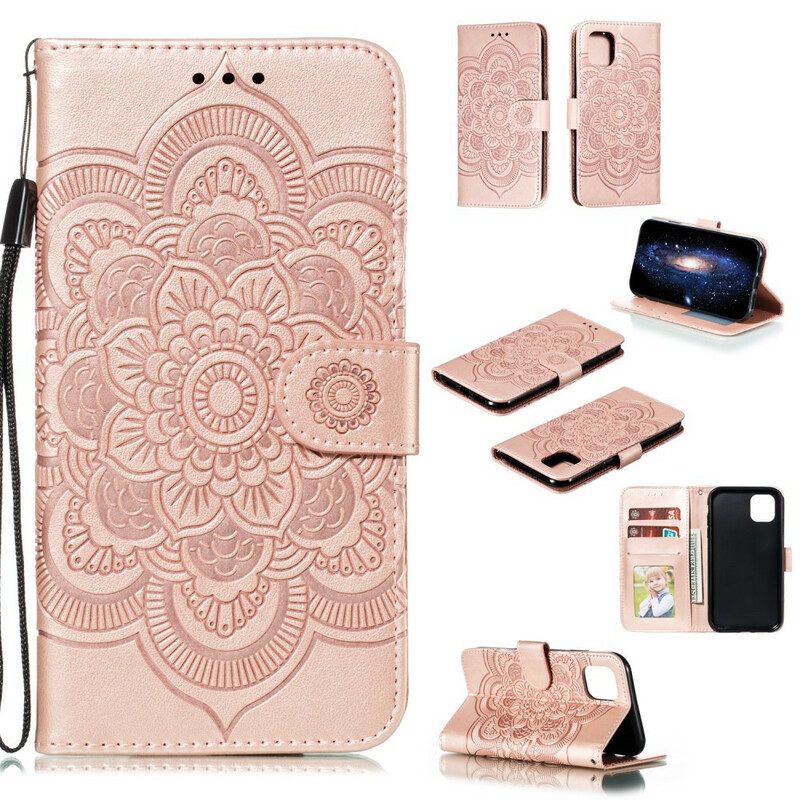 Custodia in pelle iPhone 11 Mandala Con Cinturino Completo