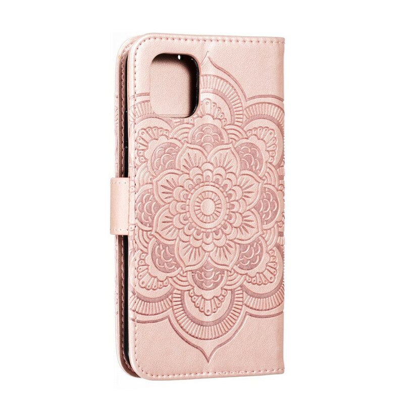 Custodia in pelle iPhone 11 Mandala Con Cinturino Completo