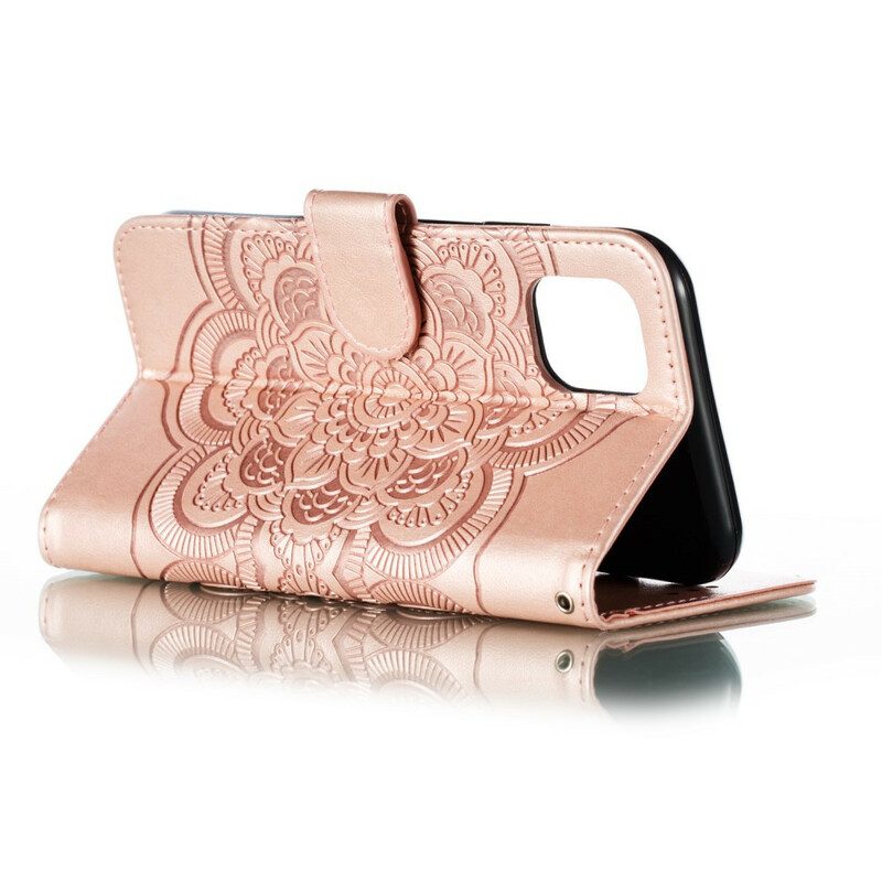 Custodia in pelle iPhone 11 Mandala Con Cinturino Completo