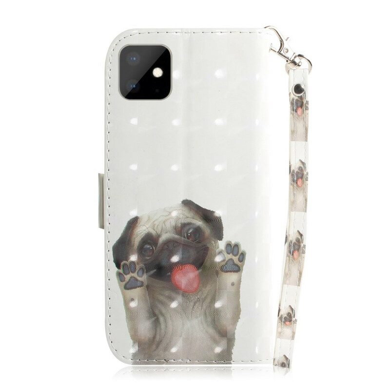 Custodia in pelle iPhone 11 Perizoma Love My Dog