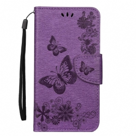 Custodia in pelle iPhone 11 Splendide Farfalle Cinturino