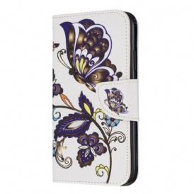 Custodia in pelle iPhone 11 Tatuaggio Farfalle