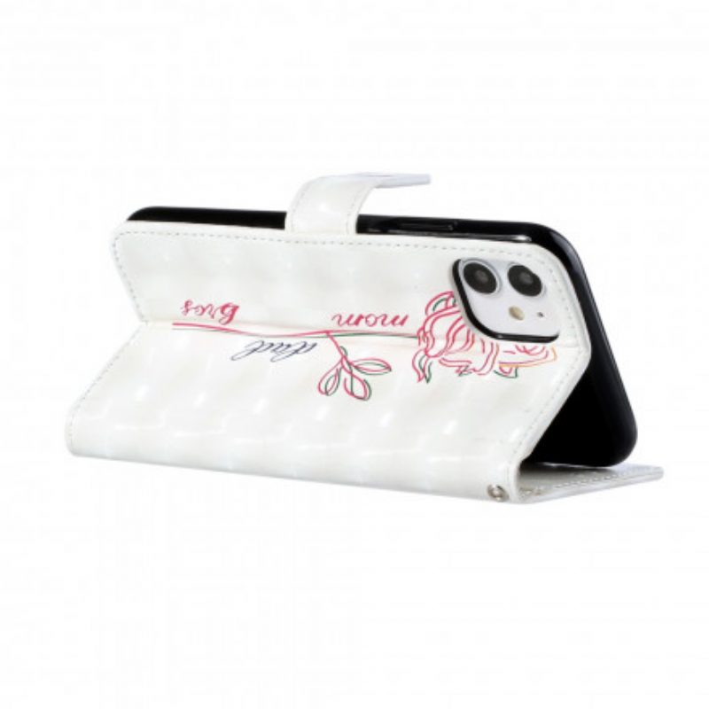Folio Cover iPhone 11 Cinturino Regolabile A Fiore
