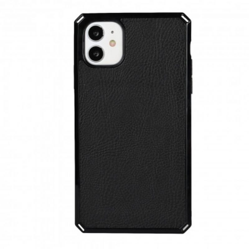 Folio Cover iPhone 11 Custodia in pelle Cinturino In Vera Pelle Di Litchi