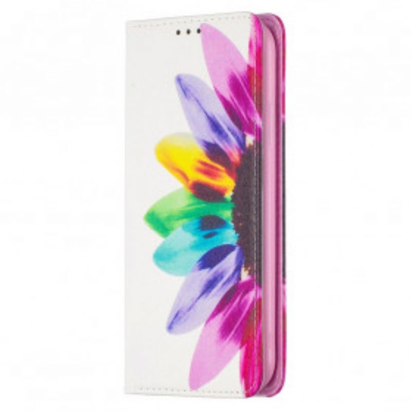 Folio Cover iPhone 11 Custodia in pelle Fiore Dell'acquerello