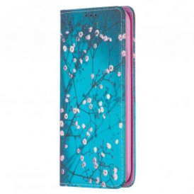 Folio Cover iPhone 11 Custodia in pelle Rami Fioriti