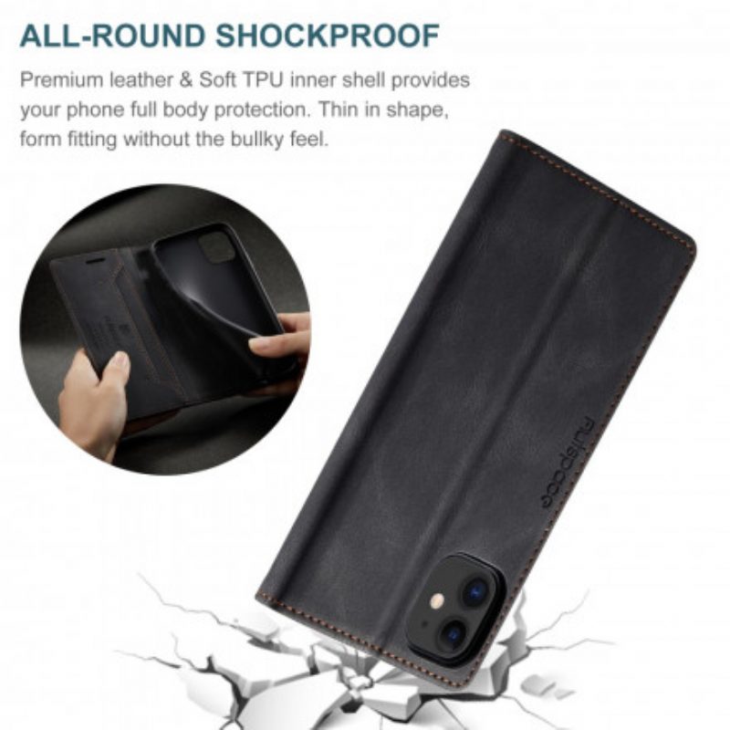 Folio Cover iPhone 11 Custodia in pelle Tecnologia Rfid Effetto Pelle