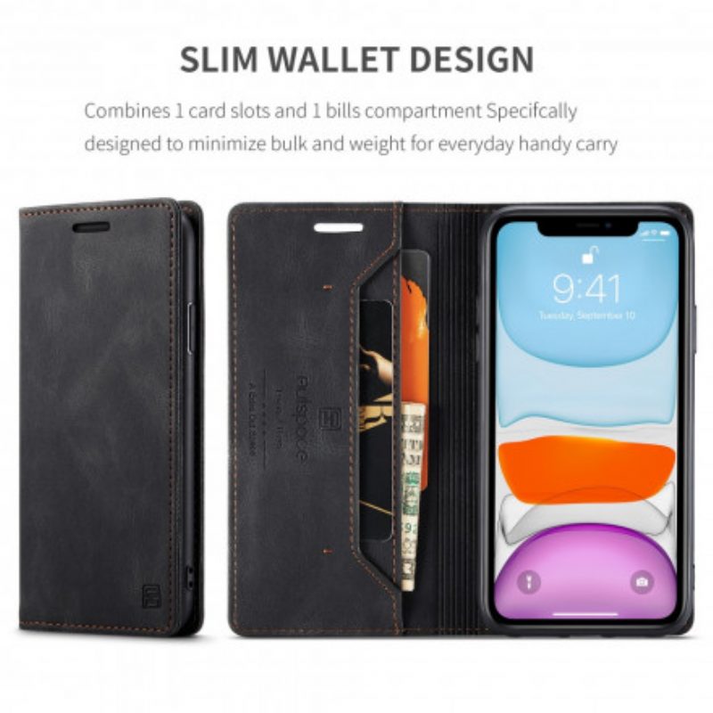 Folio Cover iPhone 11 Custodia in pelle Tecnologia Rfid Effetto Pelle