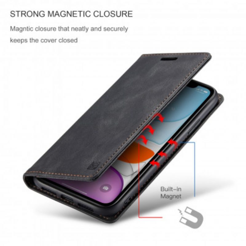 Folio Cover iPhone 11 Custodia in pelle Tecnologia Rfid Effetto Pelle