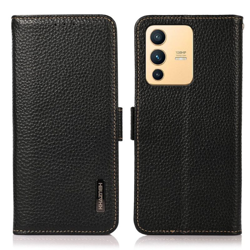 Custodia A Portafoglio Vivo V23 5G Pelle Litchi Khazneh Protezione Rfid