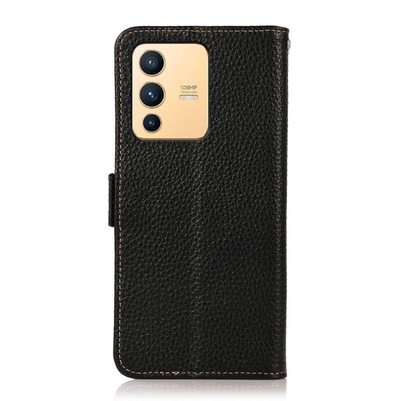 Custodia A Portafoglio Vivo V23 5G Pelle Litchi Khazneh Protezione Rfid