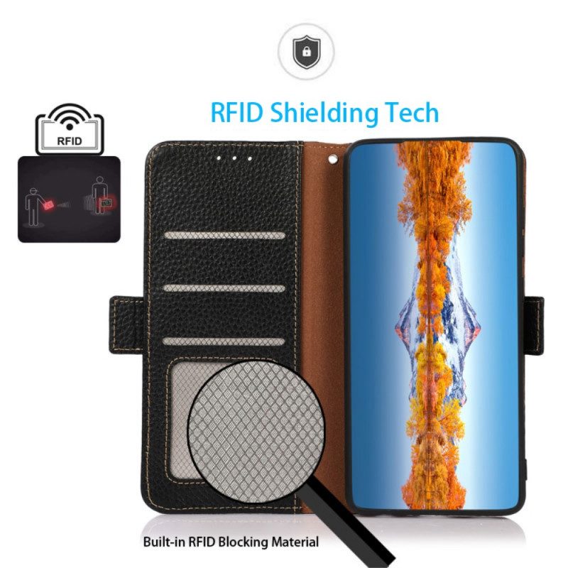 Custodia A Portafoglio Vivo V23 5G Pelle Litchi Khazneh Protezione Rfid