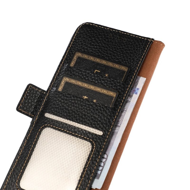 Custodia A Portafoglio Vivo V23 5G Pelle Litchi Khazneh Protezione Rfid