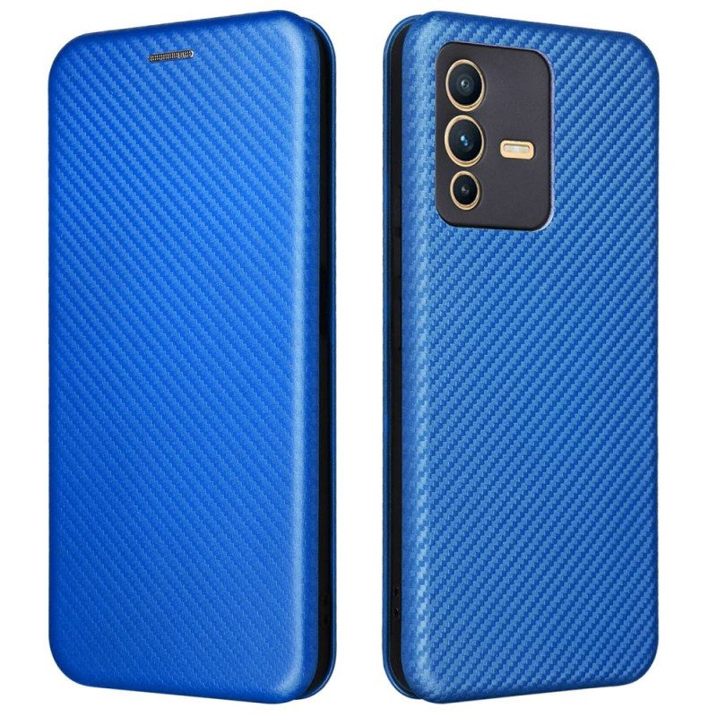 Folio Cover Vivo V23 5G Custodia in pelle Fibra Di Carbonio Colorata