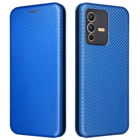Folio Cover Vivo V23 5G Custodia in pelle Fibra Di Carbonio Colorata