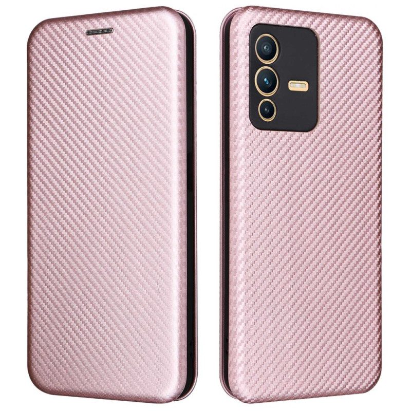 Folio Cover Vivo V23 5G Custodia in pelle Fibra Di Carbonio Colorata