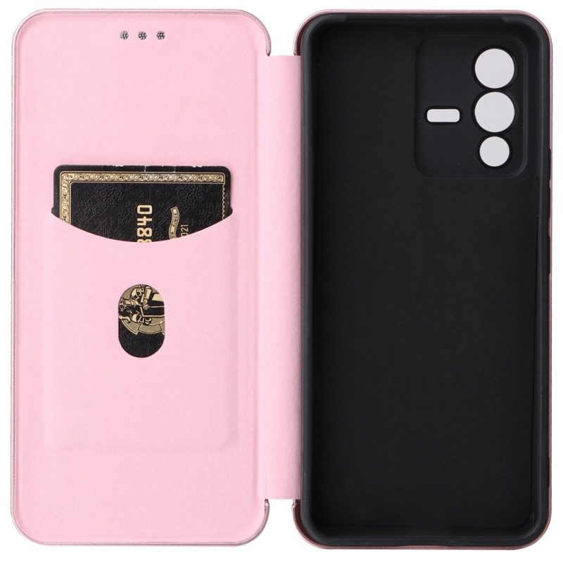Folio Cover Vivo V23 5G Custodia in pelle Fibra Di Carbonio Colorata