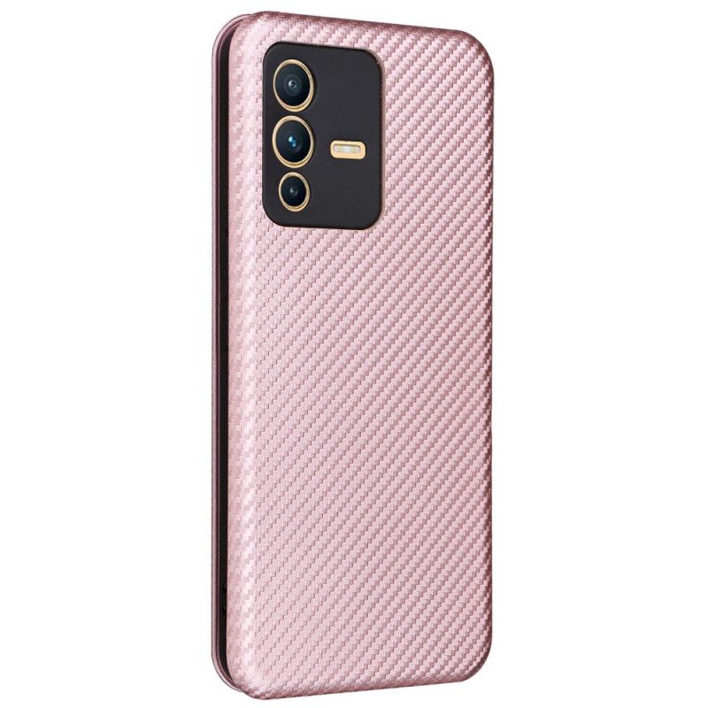 Folio Cover Vivo V23 5G Custodia in pelle Fibra Di Carbonio Colorata