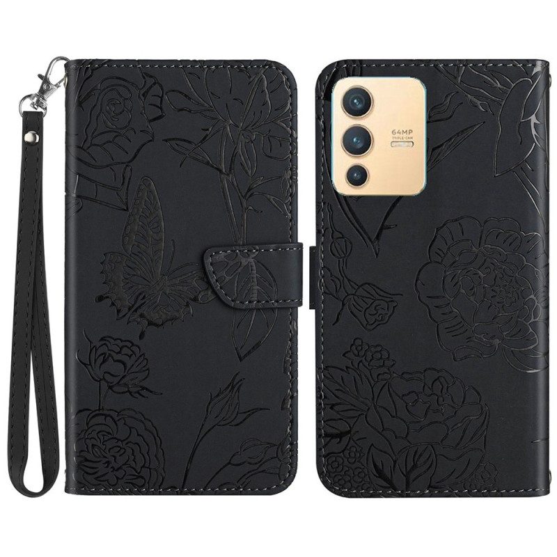Folio Cover Vivo V23 5G Farfalla Con Cordino