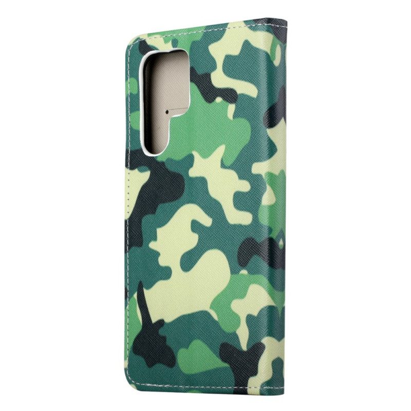 Custodia in pelle Samsung Galaxy S22 Ultra 5G Camuffamento Militare