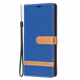 Custodia in pelle Samsung Galaxy S22 Ultra 5G Cinturino Effetto Tessuto E Pelle