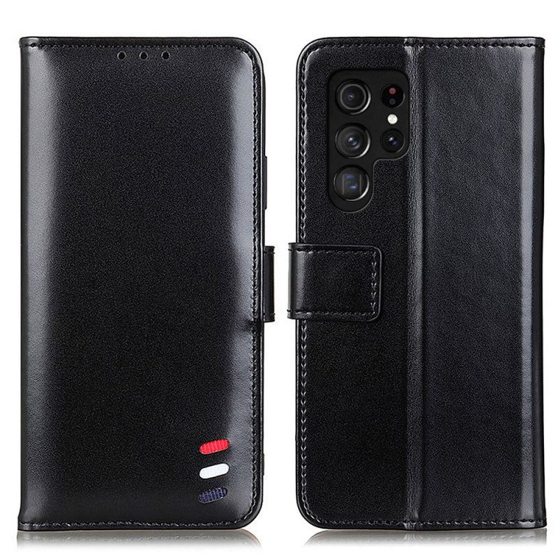 Custodia in pelle Samsung Galaxy S22 Ultra 5G Effetto Pelle Tricolore