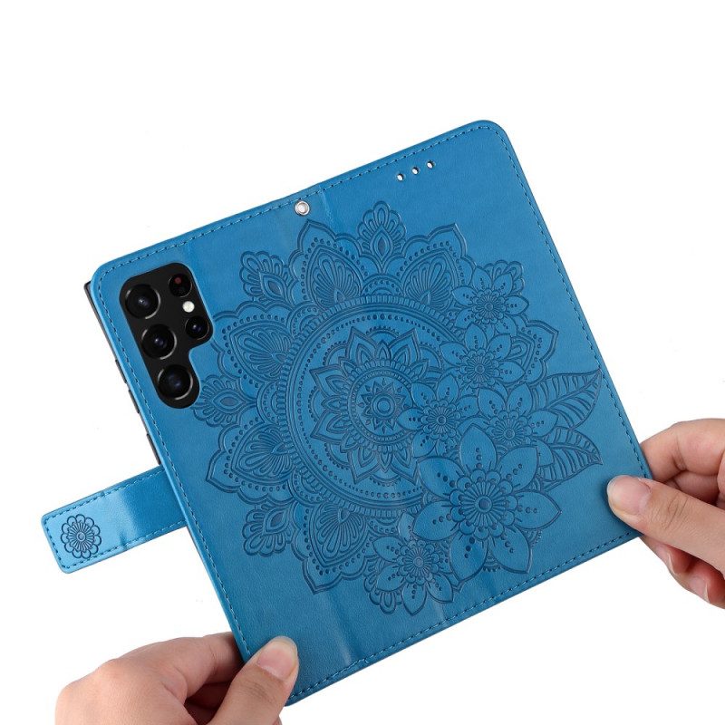 Custodia in pelle Samsung Galaxy S22 Ultra 5G Fiore Mandala