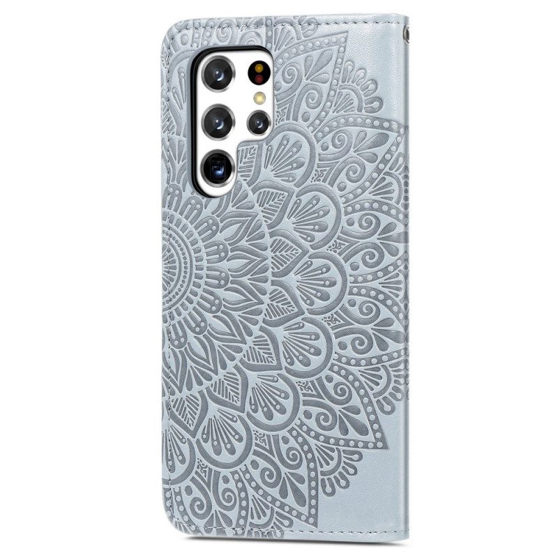 Custodia in pelle Samsung Galaxy S22 Ultra 5G Foglie Tribali
