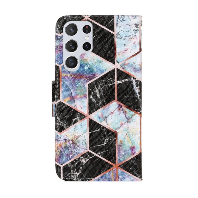 Custodia in pelle Samsung Galaxy S22 Ultra 5G Marmo Geometrico