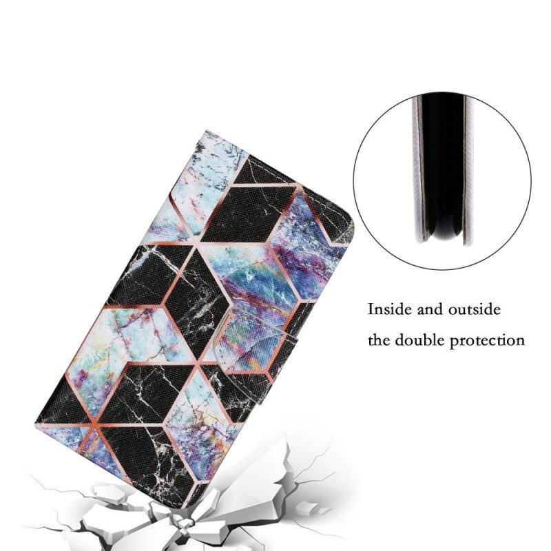 Custodia in pelle Samsung Galaxy S22 Ultra 5G Marmo Geometrico