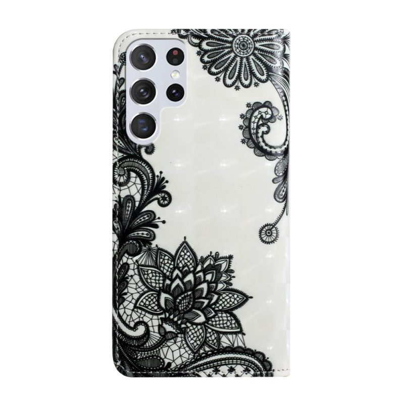 Custodia in pelle Samsung Galaxy S22 Ultra 5G Pizzo Con Cinturino Rimovibile