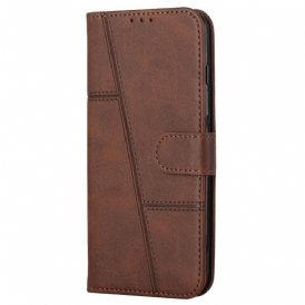 Custodia in pelle Samsung Galaxy S22 Ultra 5G Strappy Stile Geometrico In Pelle