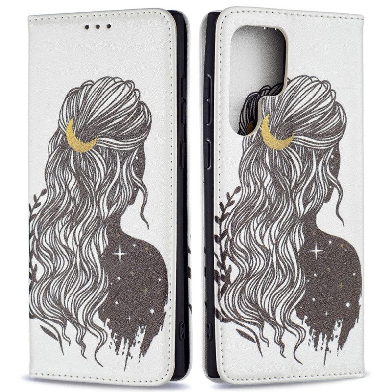 Folio Cover Samsung Galaxy S22 Ultra 5G Custodia in pelle Bei Capelli