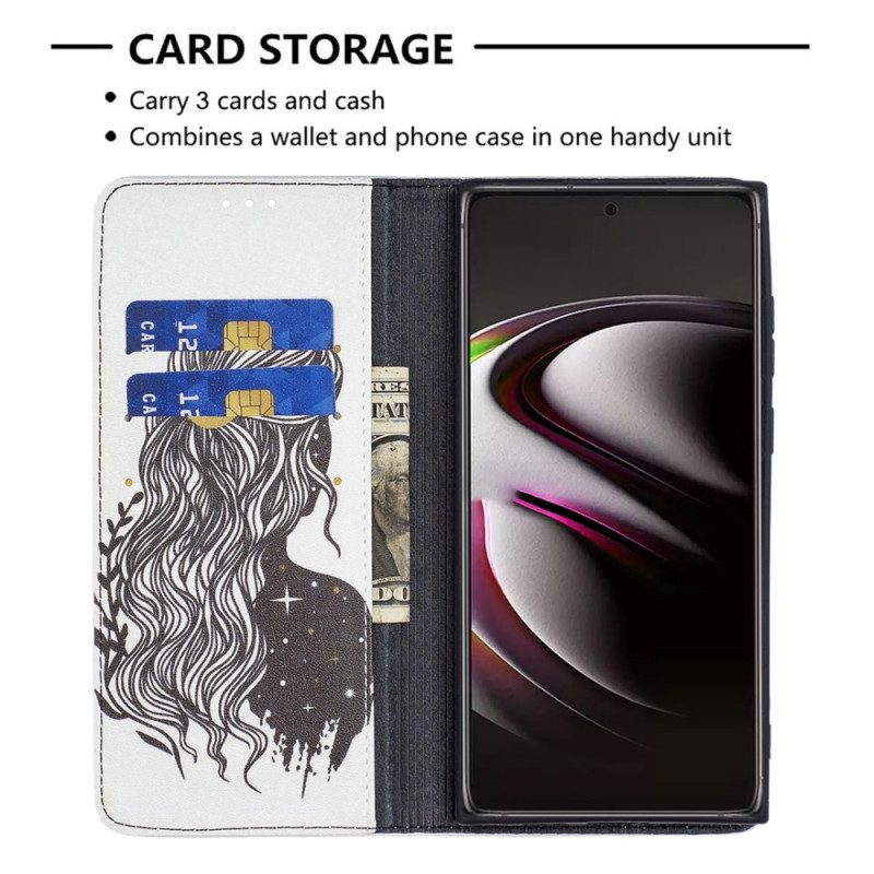 Folio Cover Samsung Galaxy S22 Ultra 5G Custodia in pelle Bei Capelli